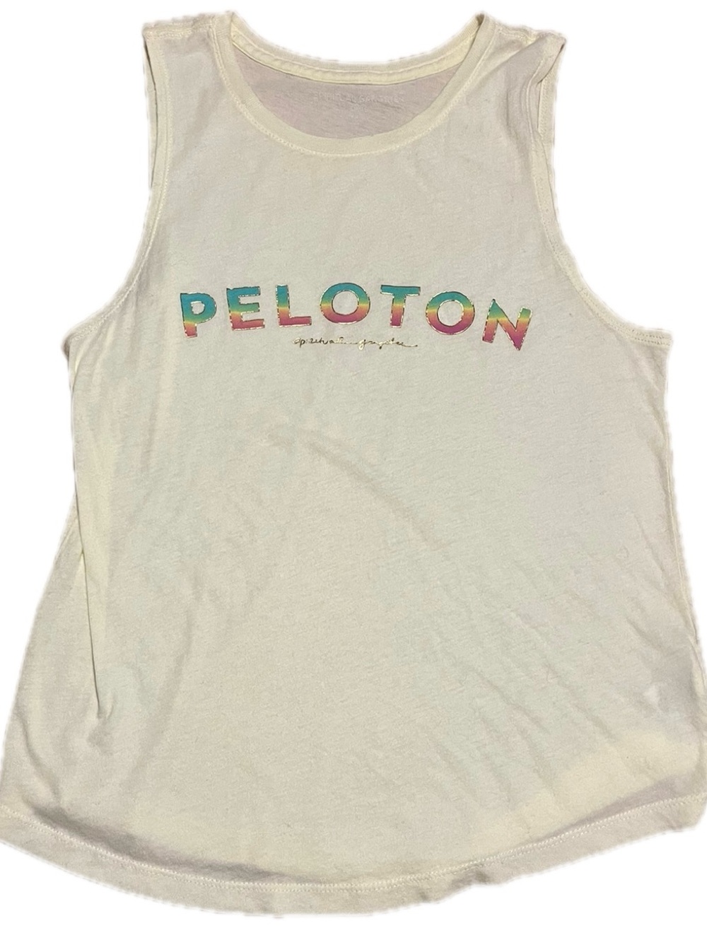 Peloton X Spiritual Gangster Women’s Pale Yellow Rainbow Logo Tank Top